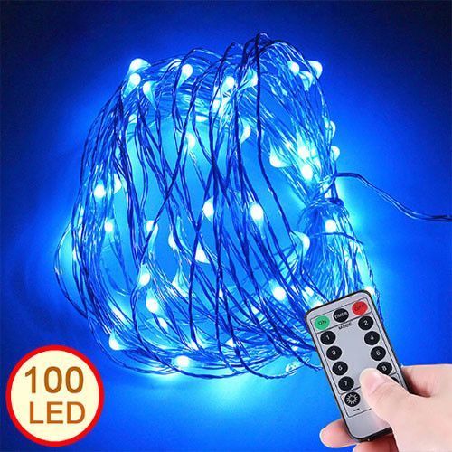 Гирлянда "Роса" на батарейках с пультом, 10 м, 100 LED, синяя 02100 фото