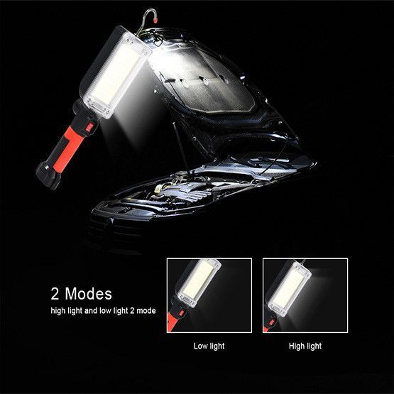 Лампа-фонарь ZJ-8859B, аккумуляторная 2&times;18650 (сменные), 2 режима, USB зарядка, магнит, крючок, прищепка, для дома и работы 00606 фото