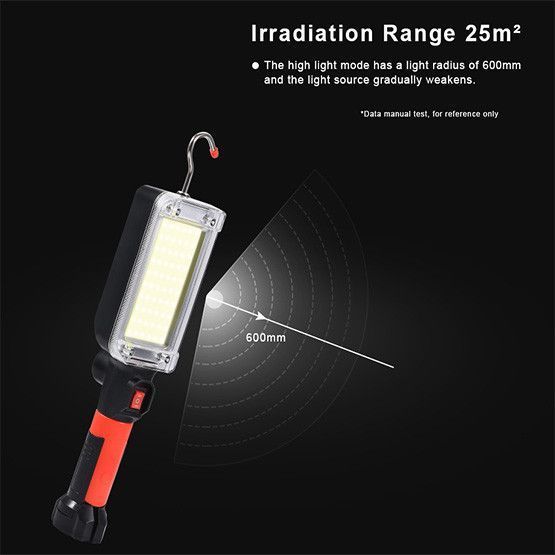 Лампа-фонарь ZJ-8859B, аккумуляторная 2&times;18650 (сменные), 2 режима, USB зарядка, магнит, крючок, прищепка, для дома и работы 00606 фото