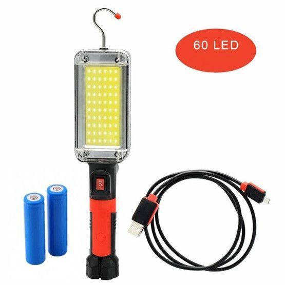 Лампа-фонарь ZJ-8859B, аккумуляторная 2&times;18650 (сменные), 2 режима, USB зарядка, магнит, крючок, прищепка, для дома и работы 00606 фото