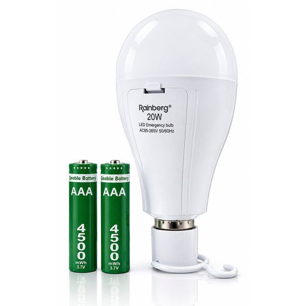 Аварійна LED лампа E27 20W акумуляторна з гачком P920 для дому та кемпінгу 00622 фото