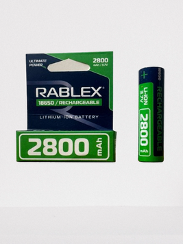 Акумулятор 18650 Li-ion Rablex 2800mAh 3.7V Випуклий (Button Top) без захисту для ліхтарів та приладів 03615 фото