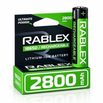 Аккумулятор 18650 Li-ion Rablex 2800mAh 3.7V Выпуклый (Button Top) без защиты для фонарей и приборов 03615 фото