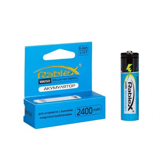Акумулятор із захистом 18650 Li-ion Rablex 2400mAh 3.7V Випуклий (Button Top) для ліхтарів та приладів 03617 фото