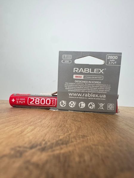 Аккумулятор с защитой 18650 Li-ion Rablex 2800mAh 3.7V Выпуклый (Button Top) для фонарей и приборов 03618 фото