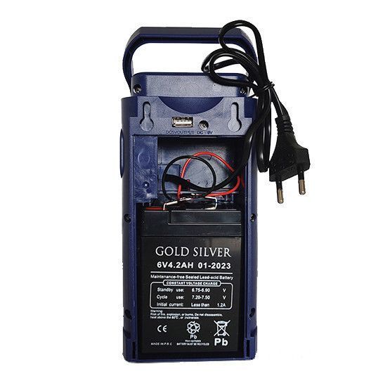 Ліхтар переносний акумуляторний (6000mAh) GS-2400 2 в 1 (ліхтар-павербанк), потужний, зарядка 220В, для дому, кемпінгу, аварійне освітлення, синій, Gold Silver 00610 фото
