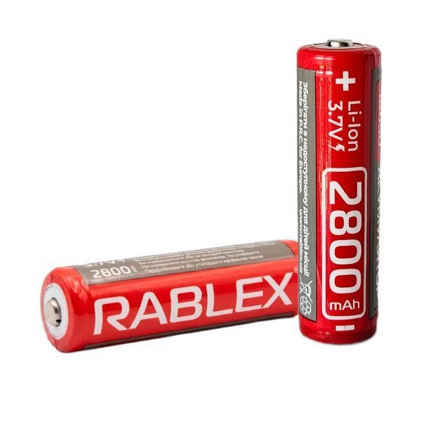 Аккумулятор с защитой 18650 Li-ion Rablex 2800mAh 3.7V Выпуклый (Button Top) для фонарей и приборов 03618 фото