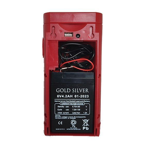 Фонарь переносной аккумуляторный (6000mAh) GS-2400 2 в 1 (фонарь-павербанк), мощный, зарядка 220В, для дома, кемпинга, аварийное освещение, красный, Gold Silver 00611 фото