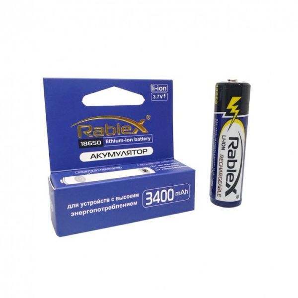 Аккумулятор с защитой 18650 Rablex 3400mAh 3.7V Li-ion 03619 фото Аккумулятор с защитой 18650 Rablex 3400mAh 3.7V Li-ion 03619 фото