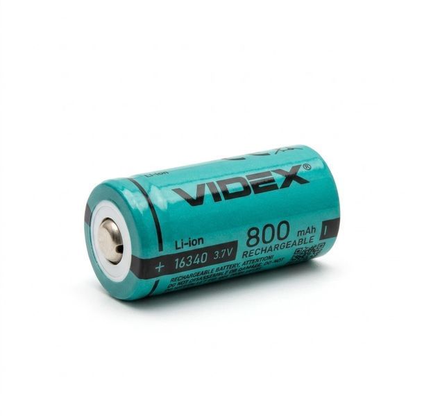 Акумулятор 16340 (CR123) Li-ion Videx 800mAh 3.7V Випуклий (Button Top) без захисту для ліхтарів та приладів 03621 фото