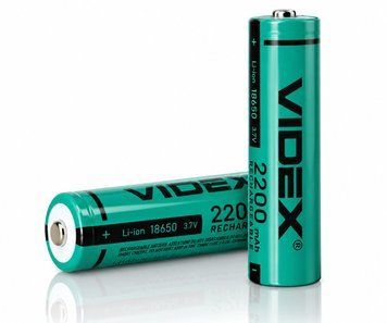 Акумулятор 18650 Li-ion Videx 2200mAh 3.7V Ви (Button Top)пуклий без захисту для ліхтарів та приладів 03622 фото