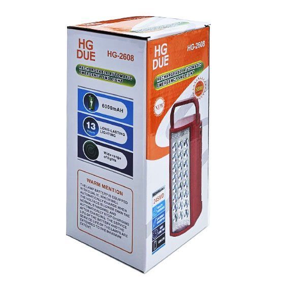Фонарь переносной аккумуляторный (6000mAh) HD-2608 2 в 1 (фонарь-павербанк), мощный, зарядка 220В, для дома, кемпинга, аварийное освещение, красный 00614 фото