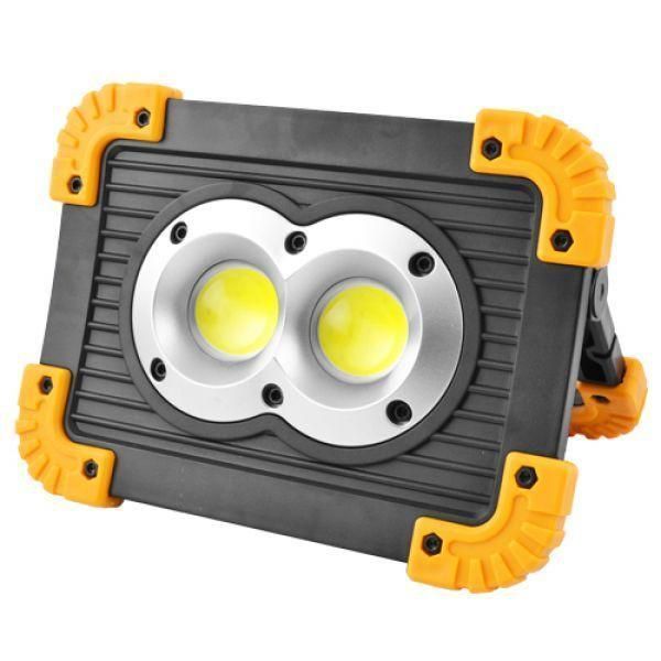 Прожектор LED L802-20W-2COB+1W PowerBank, акумуляторний 2&times;18650 (змінні), потужний, зарядка USB, працює від 2&times;AAA 00620 фото