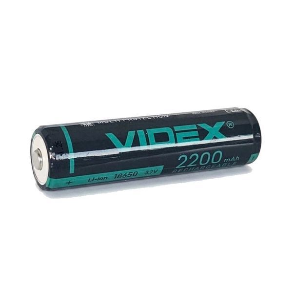 Аккумулятор с защитой 18650 Li-ion Videx 2200mAh 3.7V Выпуклый (Button Top) для фонарей и приборов 03623 фото