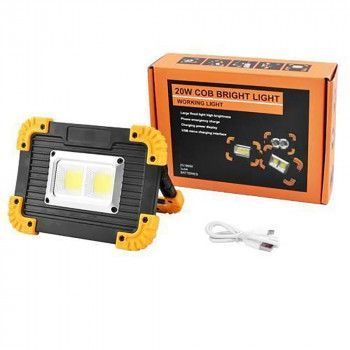 Прожектор LED L812-20W-COB+1W PowerBank, акумуляторний 2&times;18650 (змінні), потужний, зарядка USB, працює від 2&times;AAA 00621 фото