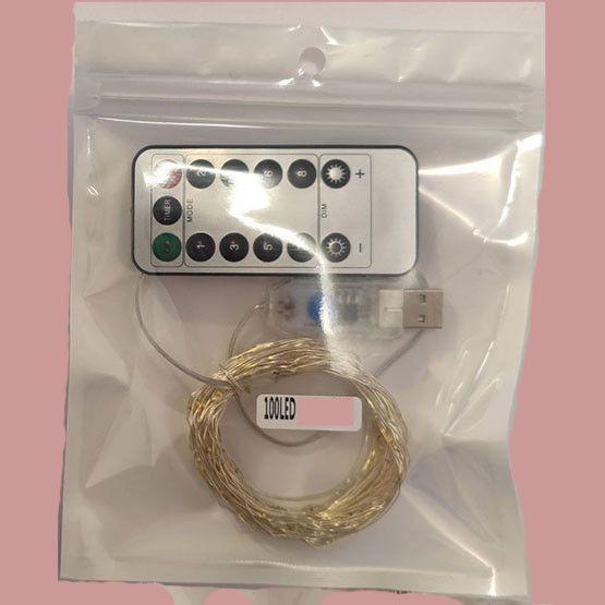 Гірлянда "Роса" на USB з пультом ДУ, 10 м, 100 LED, синє світло 02401 фото