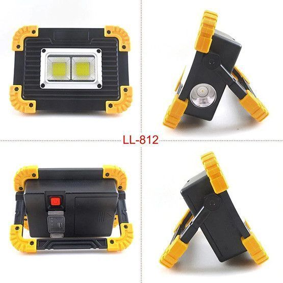 Прожектор LED L812-20W-COB+1W PowerBank, акумуляторний 2&times;18650 (змінні), потужний, зарядка USB, працює від 2&times;AAA 00621 фото
