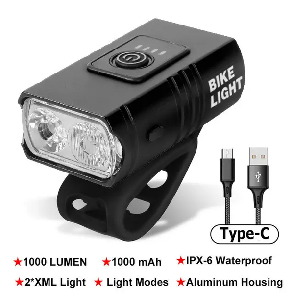 Велонабор Bike Light BK-02 Pro Аккумуляторная LED велофара + Задний стоп-сигнал (Type-C) 07504 фото