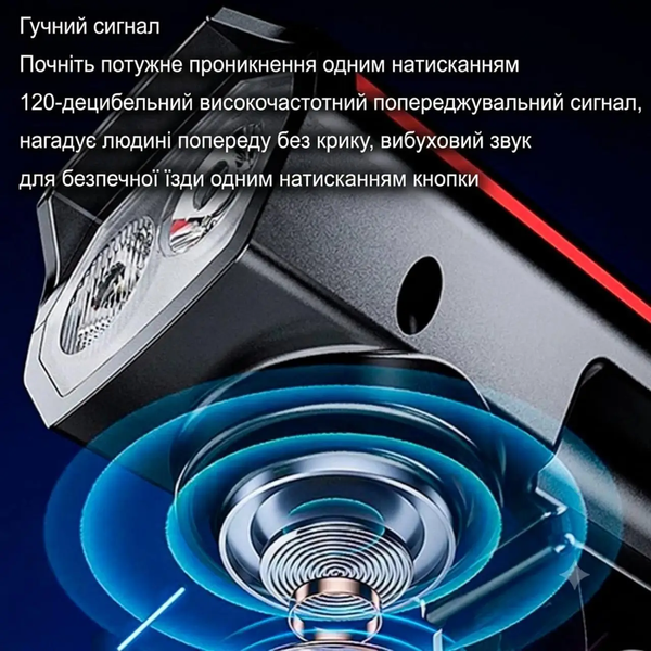 Велосипедний ліхтар із сонячною панеллю та електричним сигналом QD-4601, USB Type-C 07505 фото